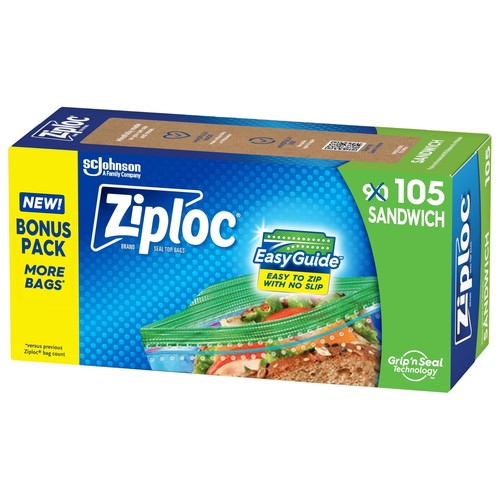 Sandwich and Snack Bags with EasyGuide Texture Plastic Storage Bags with Grip...