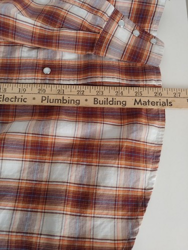WRANGLER WESTERN SHIRT MENS COWBOY PLAID PEARL SNAPS - Picture 7 of 12