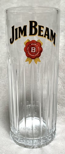 Jim Beam Whiskey Christmas Holiday 16oz 6in Ribbed Highball Glass w/Snowflakes