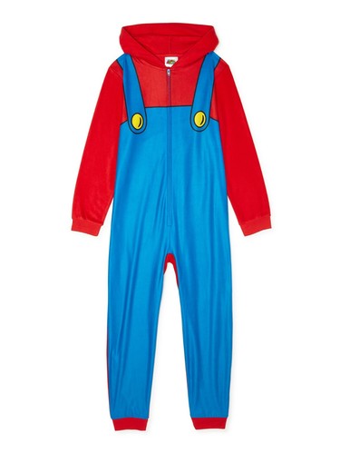 Super Mario Long Sleeve Costume Hooded Sleeper Blanket Pajama Boy Size 6/7 8 - Picture 1 of 2
