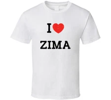 I Love Heart Zima First Name Worn Look T Shirt