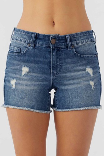 Pantalones cortos para mujer O'Neill Cody Denim Light Destruction 4" (elige color/talla) nuevos con etiquetas - Imagen 5 de 17