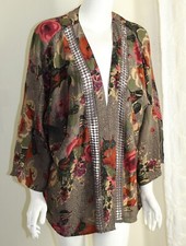 Soft Surroundings Sz XL Floral Cut-Away Lace Kimono Open Jacket Funky Fun