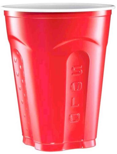 30 RED SOLO PARTY CUPS Squared GriP cUp 18 ounce oz Plastic BPA FREE beer SQ1830 - Picture 2 of 6