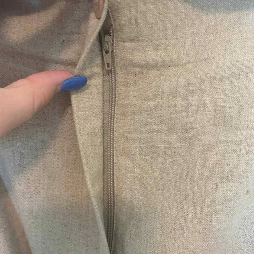 Falda de algodón de lino tostado talla 14 de Rafaella para mujer Foto 4 de 4