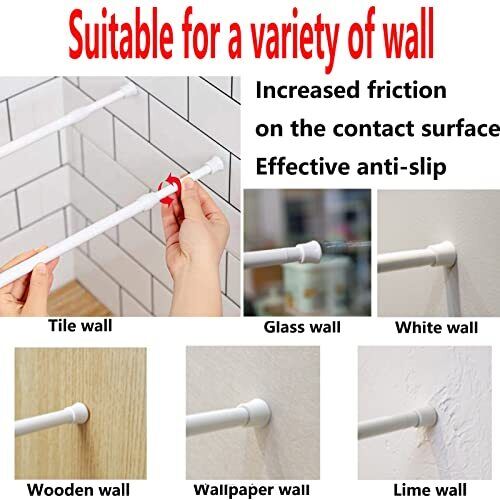 2 Pack Adjustable Curtain Rods Cupboard Bars with Extendable Width 15"-28" Black - Picture 5 of 7
