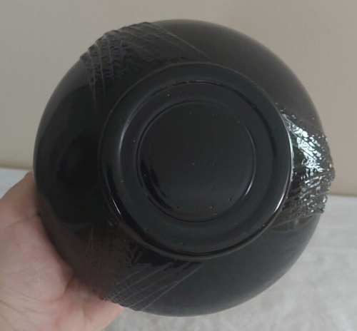Rare Vintage Black Amethyst Purple Covered Round Glass Jar w/Lid EUC - Picture 5 of 8