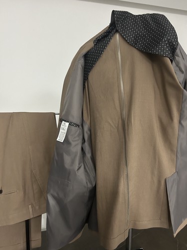 ABITO UOMO IN PURO LINO 100% MADE IN ITALY MARRONE CARAMELLO 46 48 50 52 54 56 - Imagen 13 de 15