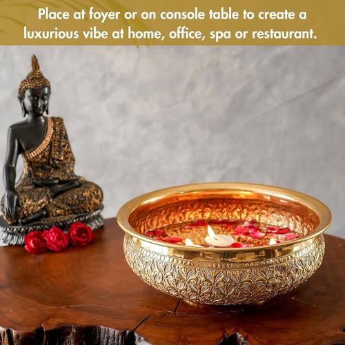 Urli Bowl For Home Decor Embossed For Living Room Dining Office Center Table 500 - Picture 5 of 7