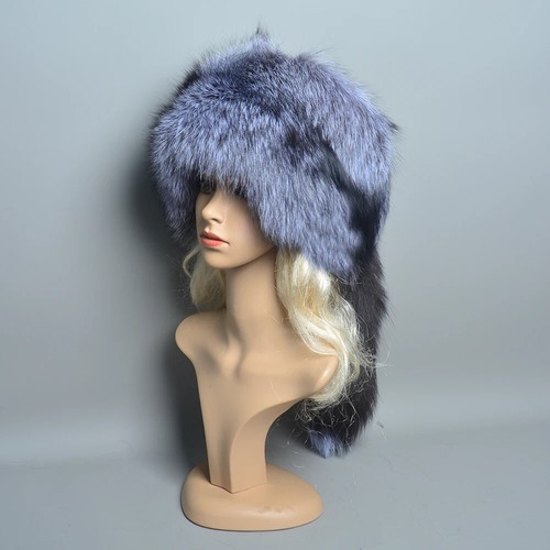 Unisex Real Fur Hat Mongolian Hat Tail Design Luxury Winter Warm Hat Fashion Hat - Picture 7 of 27
