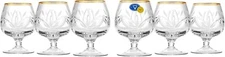 Neman 7oz Brandy Snifter Glass with Gold Rim, 6/SET