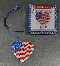 Vtg Longaberger All American Red White Blue Tie-On With Box