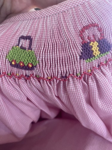 Amanda Remembered Pink Gingham Long Sleeve Bishop Dress Purses Smock Size 6X - Picture 6 of 8