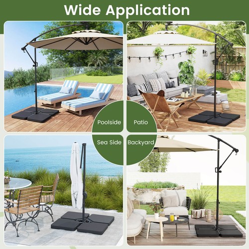 Base de paraguas desplazada con 4 placas cuadradas de HDPE y 4 ganchos metálicos de conexión para patio - Imagen 7 de 10