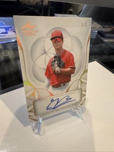 2024 Leaf Trinity Baseball Griffin Burkholder Platinum Auto 1/1 🔥 RC Phillies - Picture 3 of 4