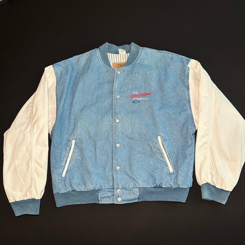 Vintage International Denim Chevrolet Jacke Heartbeat of America Varsity Bomber