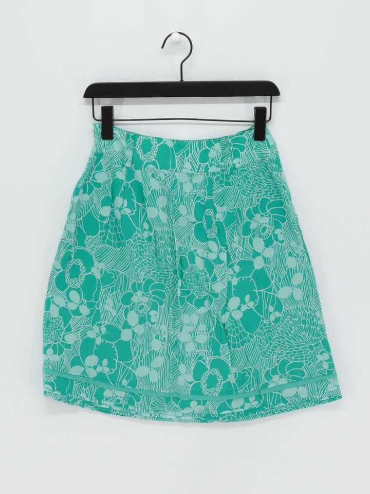 Esprit Women's Midi Skirt UK 8 Green Floral 100% Cotton Midi A-Line - Image 2 of 4