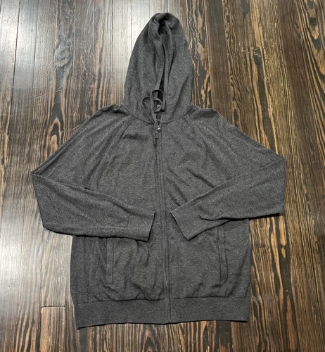 Felpa con cappuccio Banana Republic full zip uomo grande grigio antracite cotone Supima