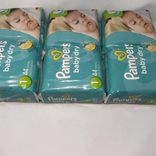 3 Packs Pampers Baby Dry Model Disposable Diapers Size 1, 132 diapers total