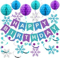 Frozen Birthday Party Dekorationen, Happy Birthday Banner Mit WabenbäLle,