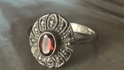 Antique Marked Silver Natural Red Garnet & Marcasites Ring, Size J1/2