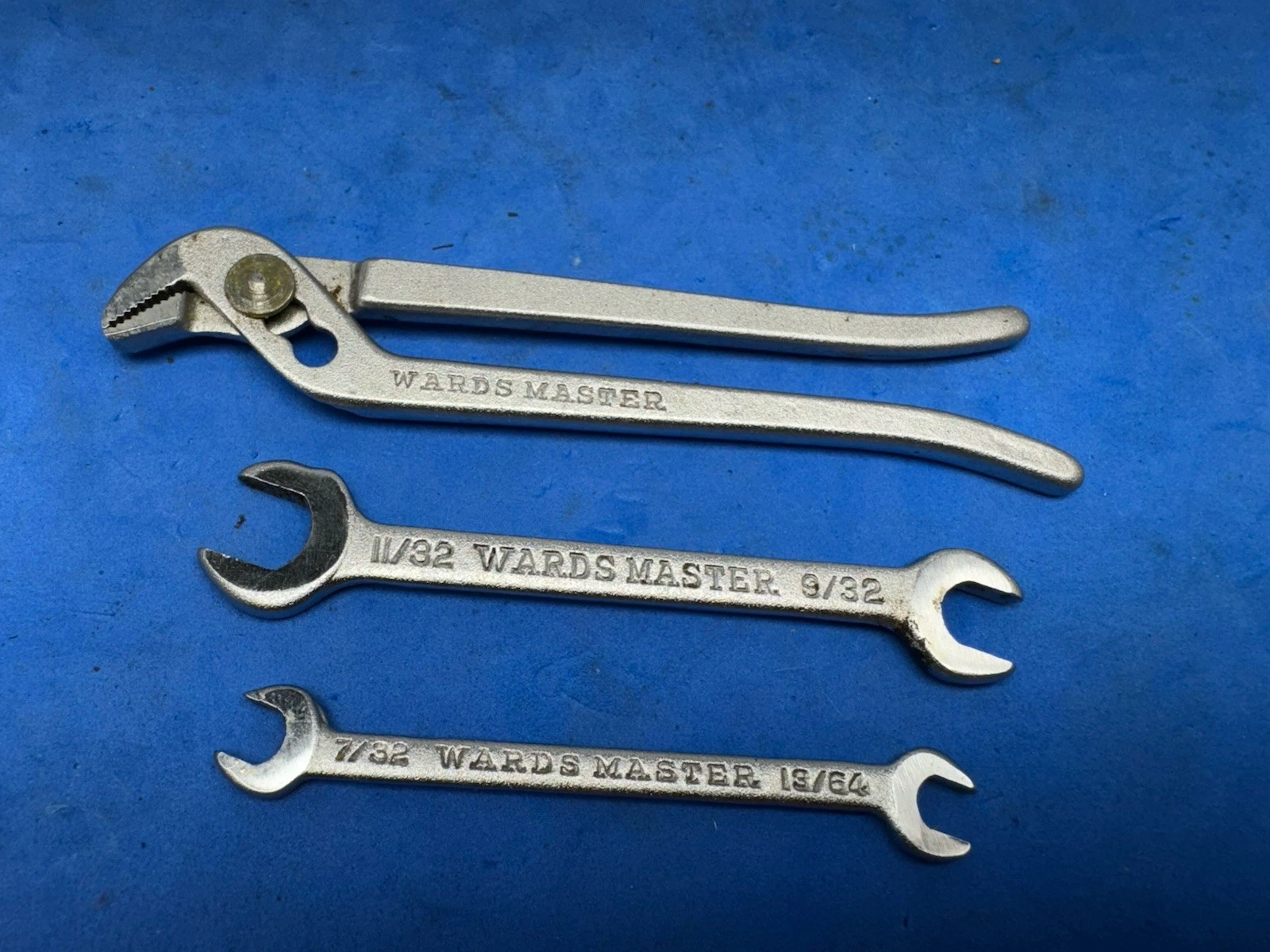 Antique Ward's ( Master Tool Kit ) 2 wrenches & a pair of Channel pliers