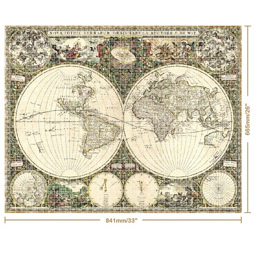 Hinkler Mindbogglers Gold Vintage World Map Jigsaw Puzzle, 1500-Piece - Picture 2 of 8