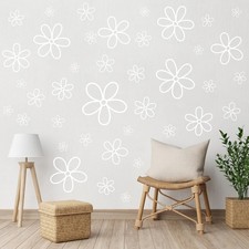 Set of Eight White Daisy Wall Decals 44 pieces total Vinyl, Peel-and-Stick