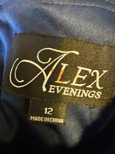 Alex Evening Dress Navy Blue A-Line Lace Bodice Embellished Formal Size 12 NWT - Picture 6 of 8