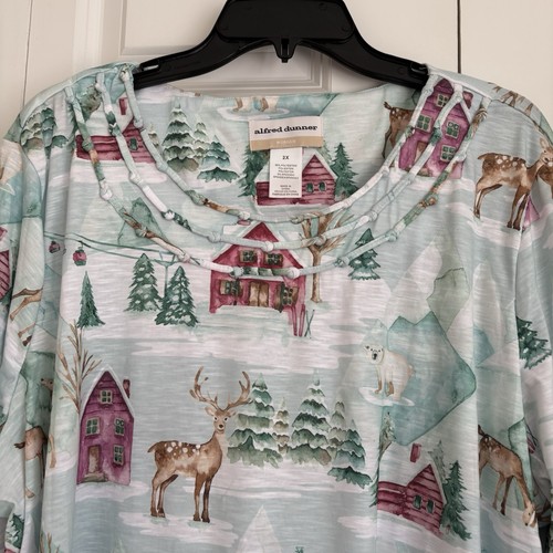 ALFRED DUNNER DAMEN OBERTEILE SZENE WINTER WEIHNACHTEN URLAUB HIRSCHDORF GRÖSSE L, 2X - Bild 5 von 7