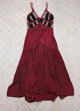 Free People Dress Womens S Red Maroon Sundance Patchwork Maxi Romantic Velvet
