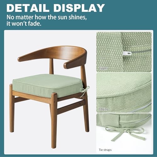 Outdoor Chair Cushions Set of 2,Thick 19" 19x19x3 Inch (Pack of 2) Light Green - Bild 4 von 7