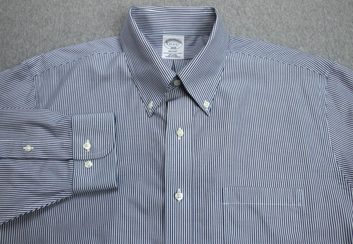 Brooks Brothers Hemd Herren 17 - 32/33 gestreift 100% Baumwolle Regent Oxford
