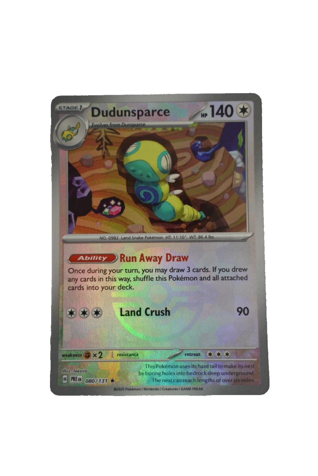 Dudunsparce 80/131 Rare Prismatic Evolutions Pokemon Reverse Holo NM Poke Ball