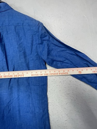 Massimo Dutti Shirt 100% Linen Button Front Long Blue Sleeve Button Up Medium - Picture 3 of 8