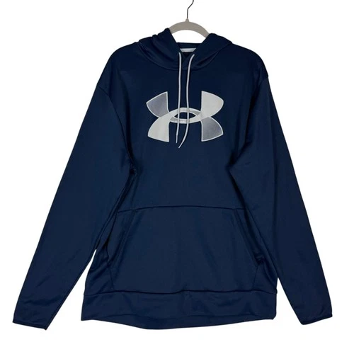 Under Armour Hoodie Mens XL Blue Pullover Fleece Big Logo Kangaroo Pocket - product listing photo