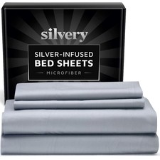 Silver Infused Bed Sheets Set - Ultra-Soft Temperature-Regulating Fabric with...