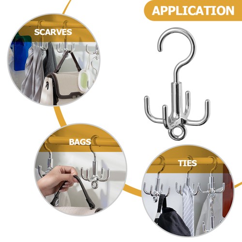 Set of 3 Belt Scarf Hanger Storage Rotating Claw Hook for Wardrobe - Picture 9 of 12