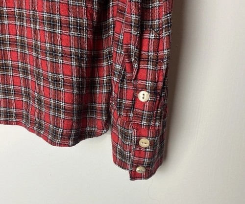 Top Faherty Olli 1/2 bottoni manica lunga rosso multicolore a quadri taglia media - Foto 5 di 8