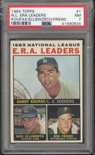 1964 Topps #1 NL ERA Leaders Sandy Koufax - PSA NM 7 - CENTERED - VSCARDS