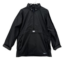 Vintage Nike Jacket Mens Small Black Blue Windbreaker Pullover Hooded 90s Anorak