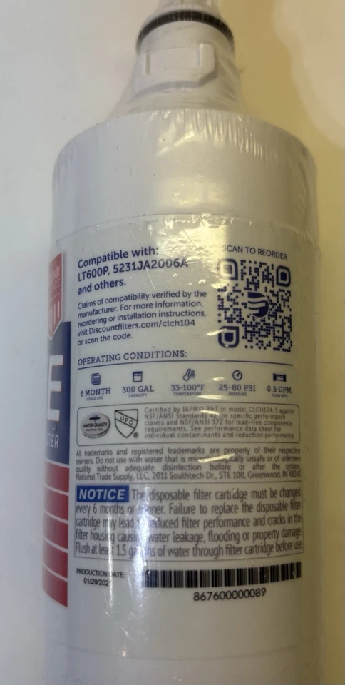 Clear Choice Water Filter CLCH104 Replaces LG Kenmore LT600P 5231JA2006A - 1 - Image 2 of 4