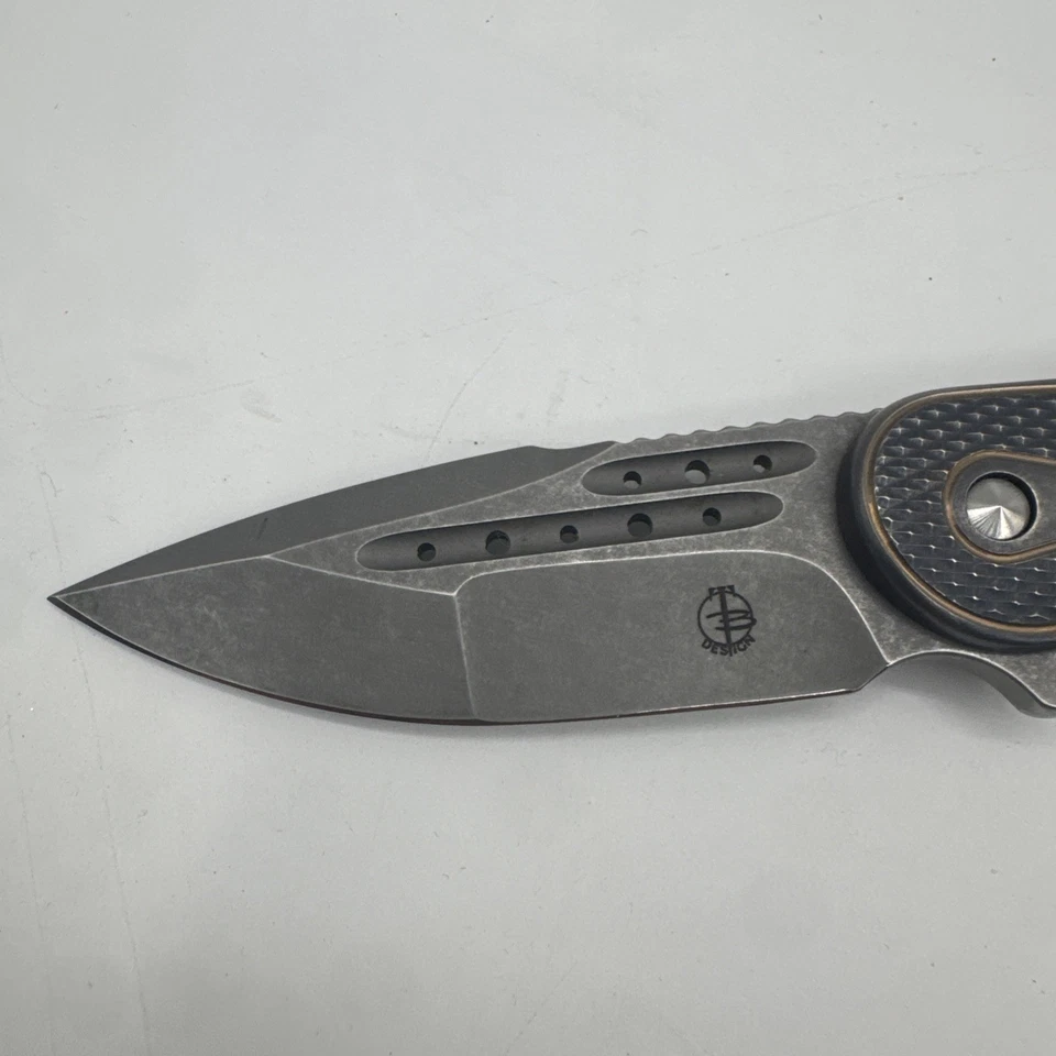 Todd Begg Beggatti 钛合金拖鞋 蓝色/金色饰面 破裂 冰陶瓷 IKBS — 第 3/4 张图片