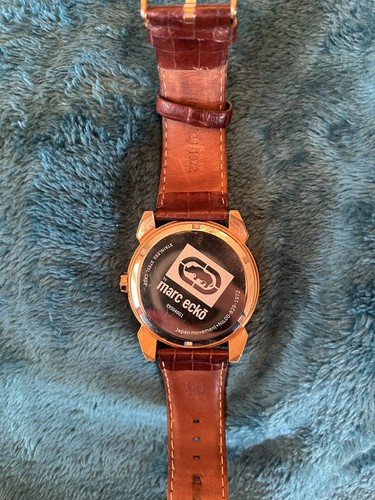 Marc Ecko Mens Watch 45mm Brown leather band with original box, Needs Battery - Picture 5 of 8