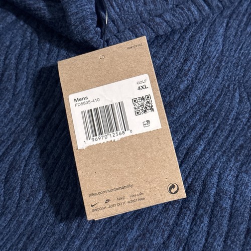 NEW Nike Tour Men's Size 4XL Blue Dri-FIT Crewneck Golf Sweater Rake Lines Print - Picture 8 of 9