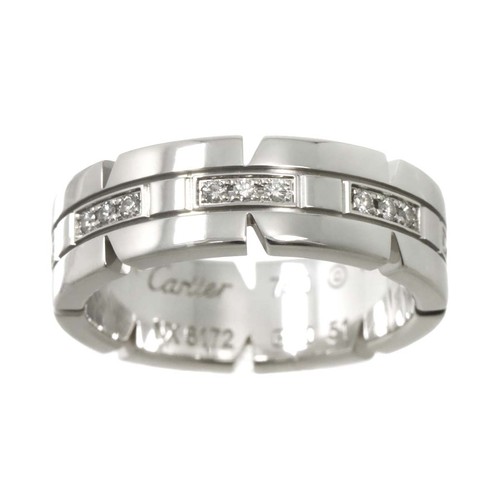 Anello Cartier Tank diamante oro bianco 18 carati 750 misura 51 5,25-5,5 (US) 90301688 - Foto 2 di 8