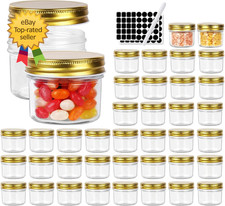 4 Oz Clear Glass Jars with Metal Golden Lids Pack of 40 100Ml round Canning Jar