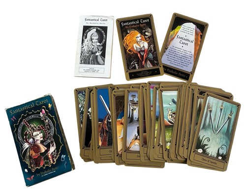 Complete  Tarot Card Deck 78 Pc Fantastical  Colorful Graphics & Paper Guide - Imagen 2 de 16