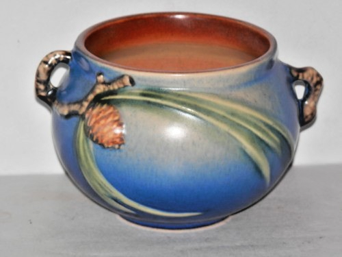 ROSEVILLE KERAMIK BLAUER TANNENZAPFEN MINI JARDINIERE VASE 632-3 NEUWERTIG! SOFORTKAUF!! - Bild 3 von 6