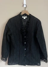 Vintage Tumbleweeds Lace Blouse Top Prairie Size Large Boho Button Up